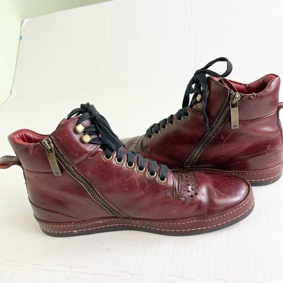 Donald J. Pliner Fashion Leather Sneakers High Tops Men's Shoes size 8 Burgundy - Picture 5 of 9